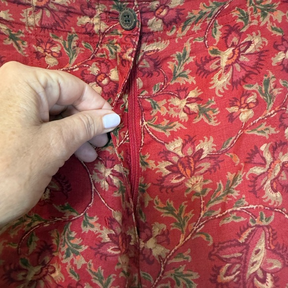Lauren Ralph Lauren Linen Red High Waist Floral Chino Shorts Zip Front Designer - Picture 3 of 10